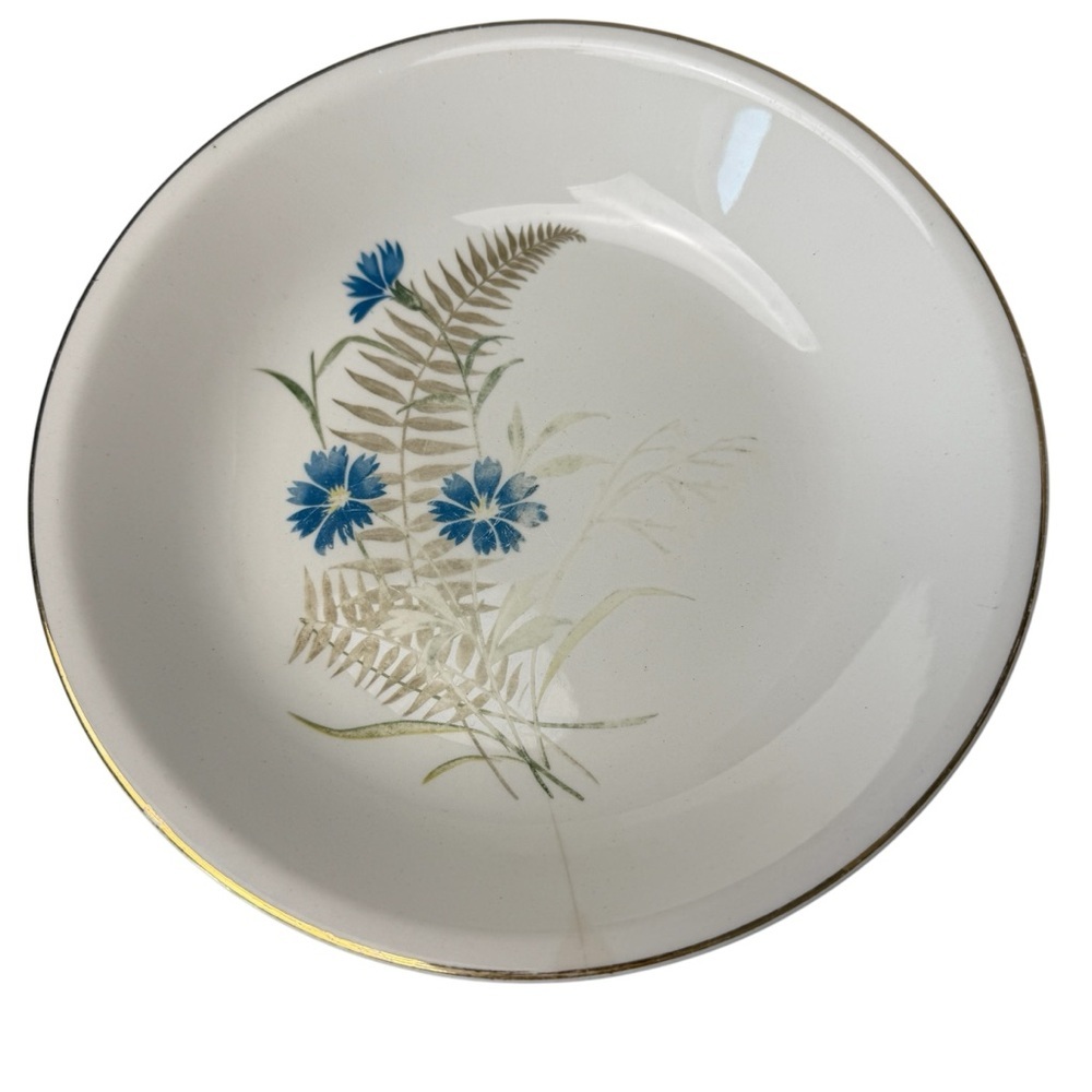 Paden City Pottery Bluebell Bowl /Dinner Plate USA Oven Proof 8” Wildflower MCM - Picture 15 of 16